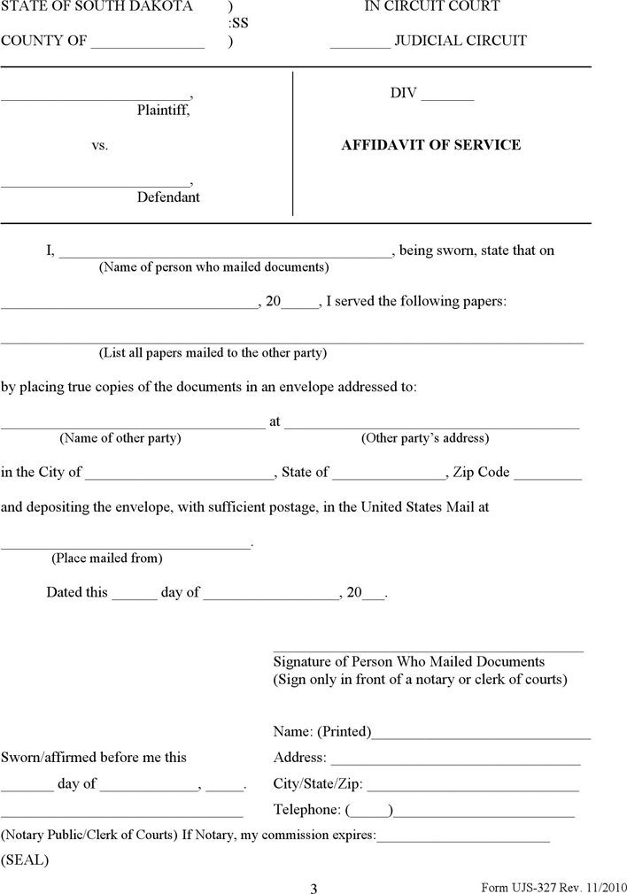South Dakota Notice of Entry of Judgment and Decree of Divorce (Default) Form Page 3