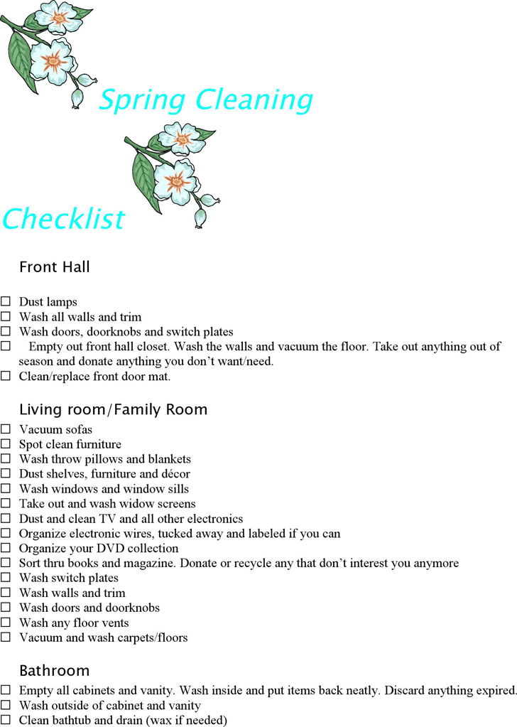 Spring Cleaning Checklist 1