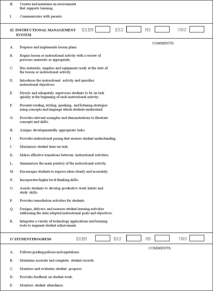 Teacher Evaluation Form 1 Page 2
