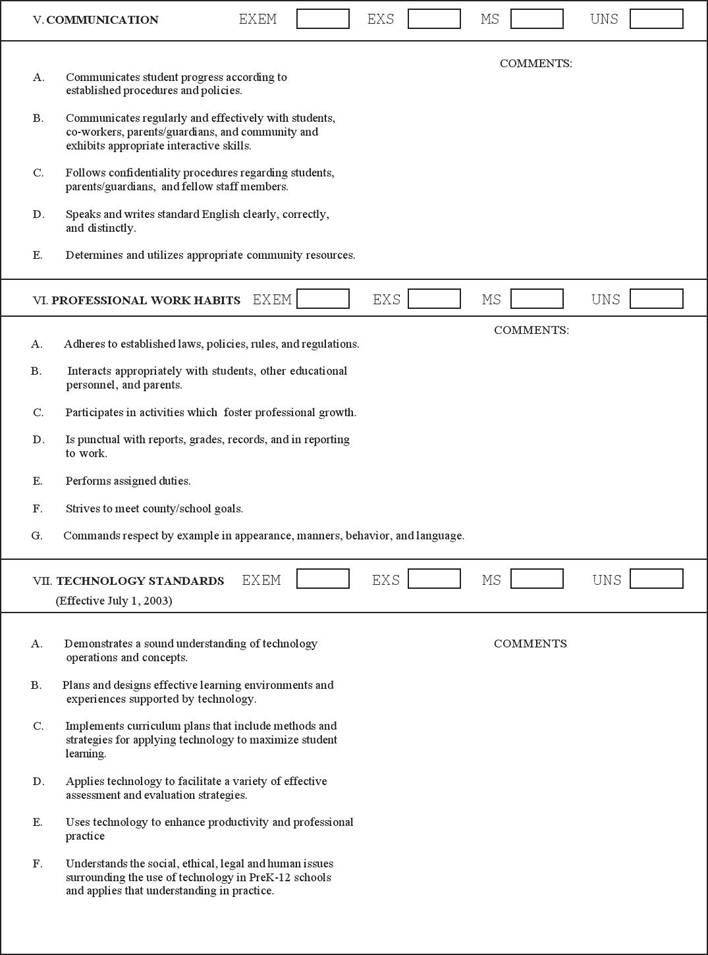 Teacher Evaluation Form 1 Page 3