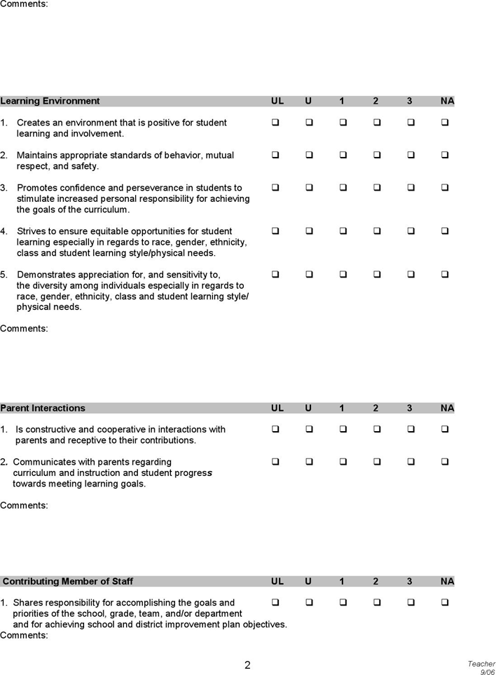 Teacher Evaluation Form 3 Page 2