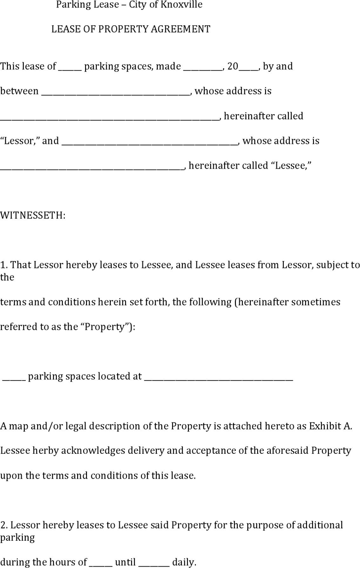 Tennessee Parking Lease Form