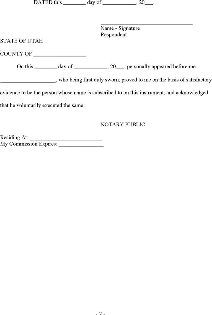 Utah Acceptance, Waiver, and Consent Form Page 2