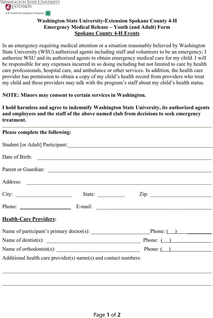 Washington Medical Release Form 2