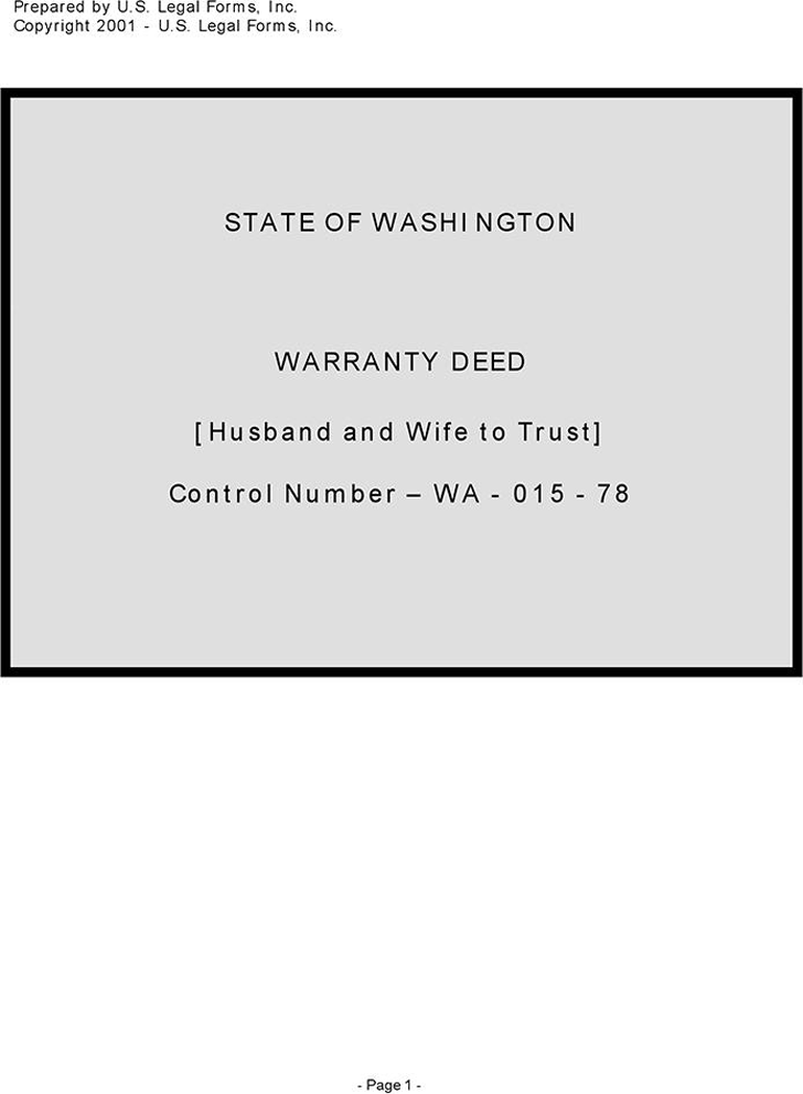 Washington Warranty Deed (Husband and Wife to Trust)