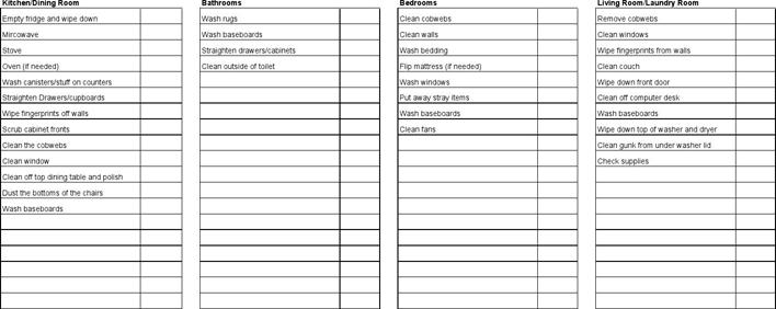 Weekly House Cleaning Schedule Template & Checklist Page 2
