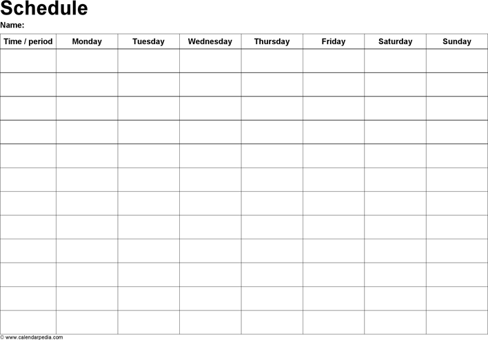 Weekly Schedule Template 1