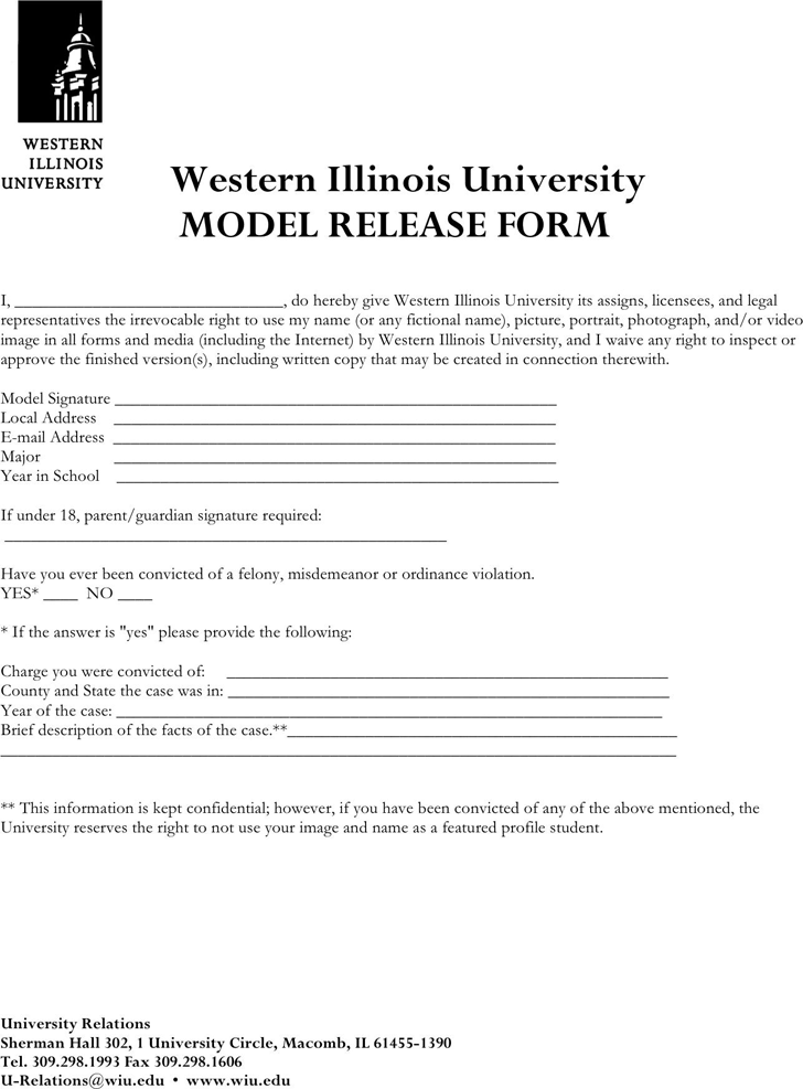 Western Illinois University Model Release Form