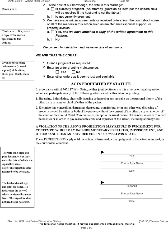Wisconsin Joint Petition Without Minor Children Page 3