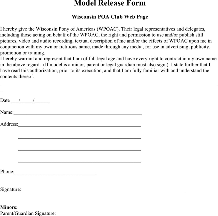 Wisconsin Model Release Form 1