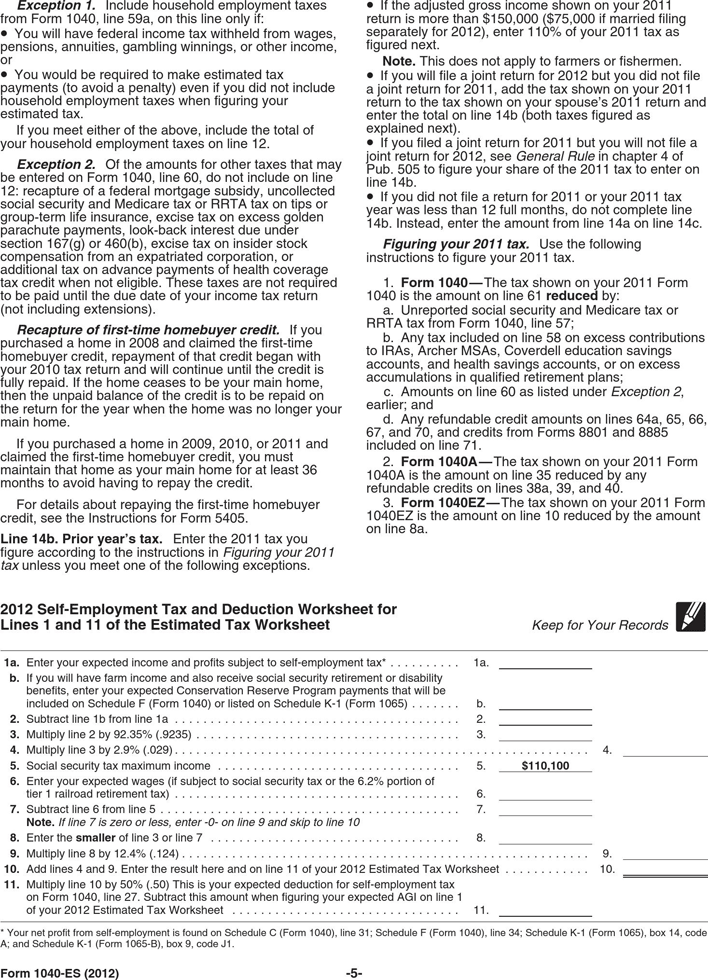 1040ES Form 2012 Page 5