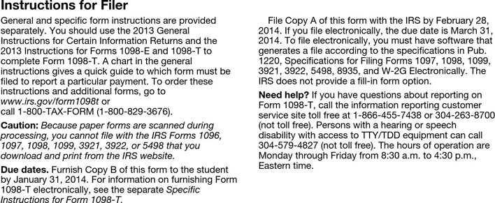 1098-T Form 2013 Page 6