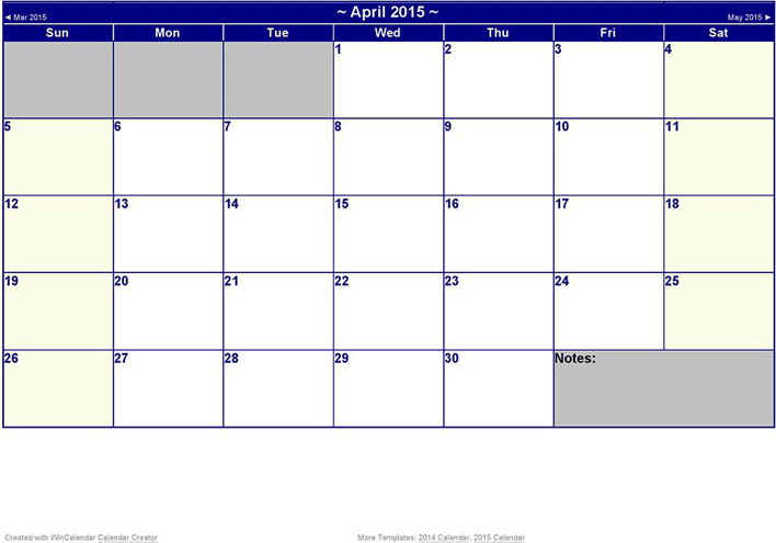 12 Month Calendar 2015 3 Page 4