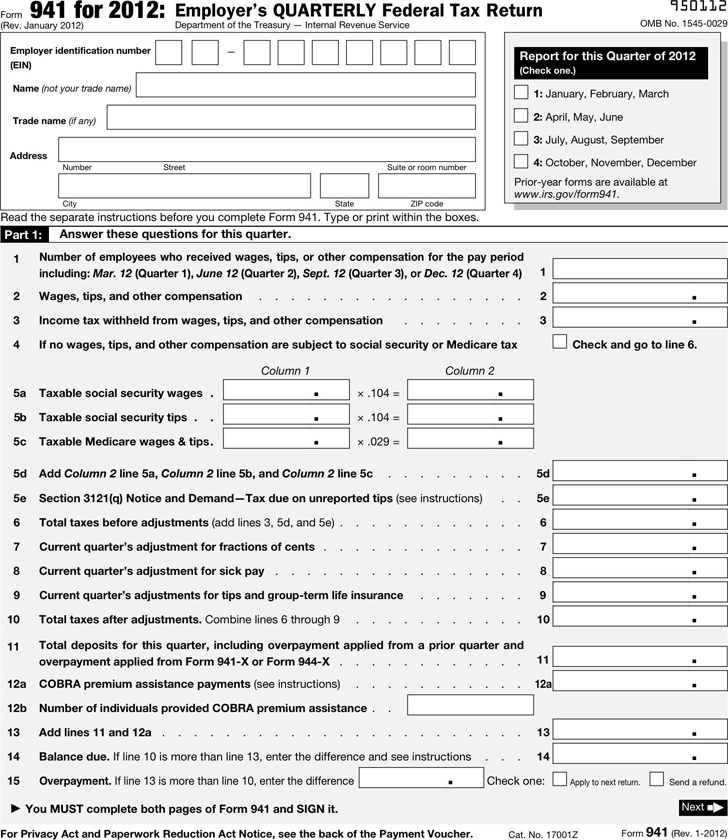 Form 941 Template Free Download Speedy Template