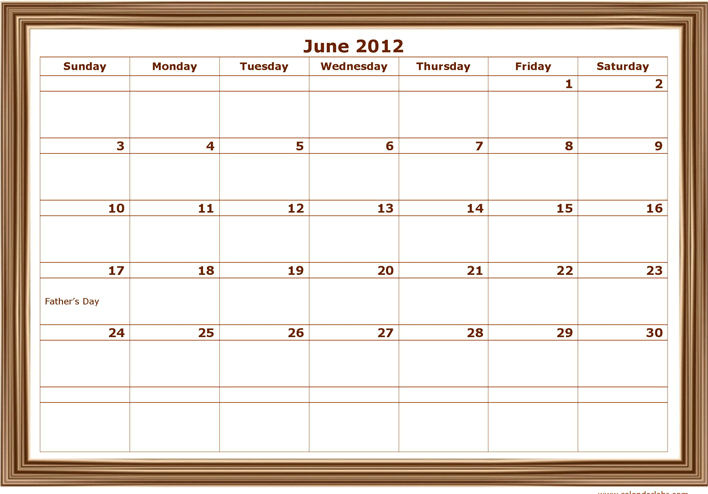 2012 Monthly Classic Design Template Page 6