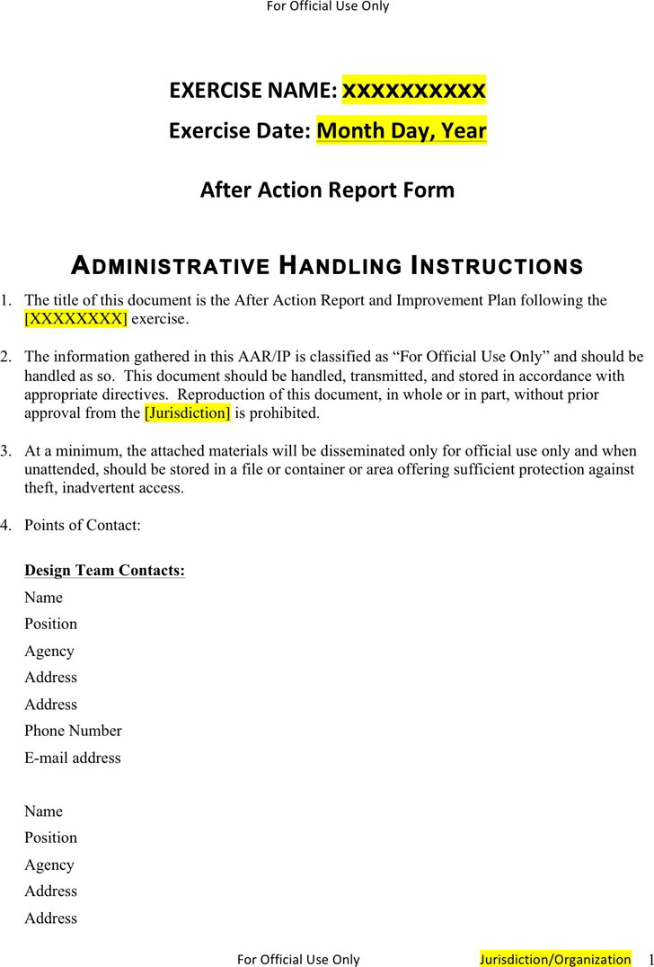 After Action Report Template 1