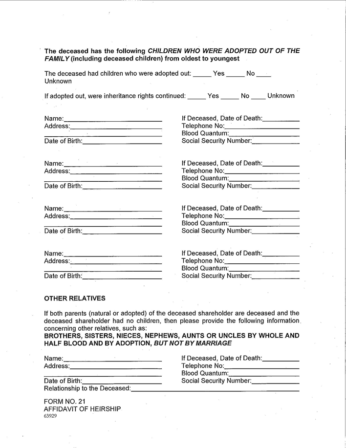 Alaska Affidavit of Heirship Form Page 5