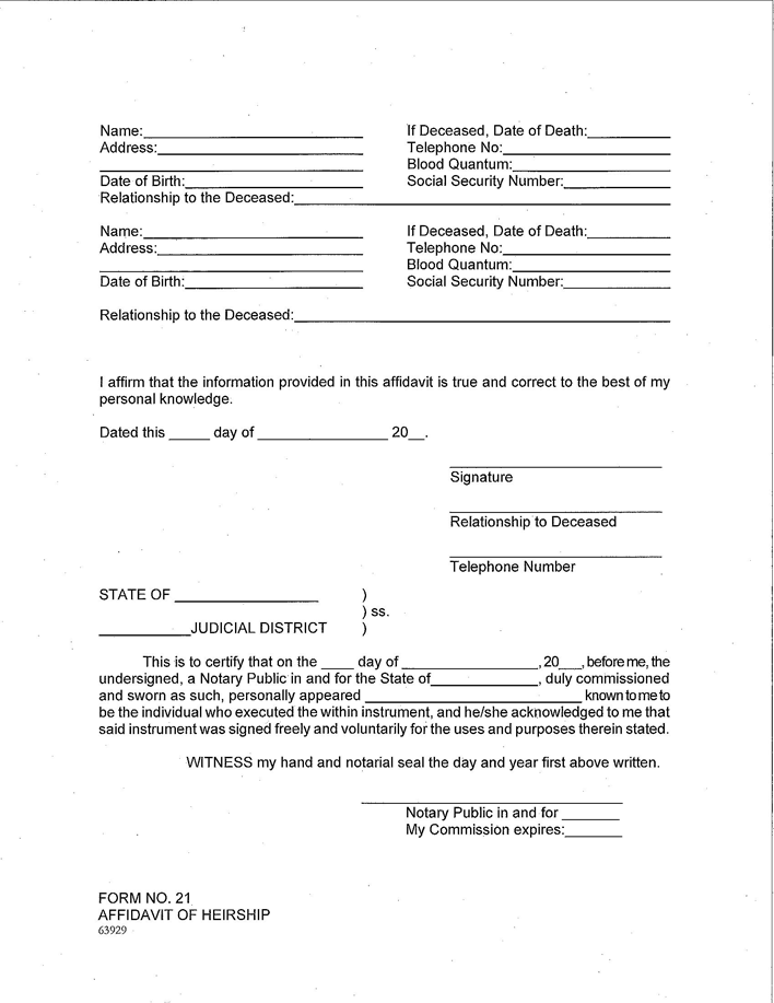 Alaska Affidavit of Heirship Form Page 6