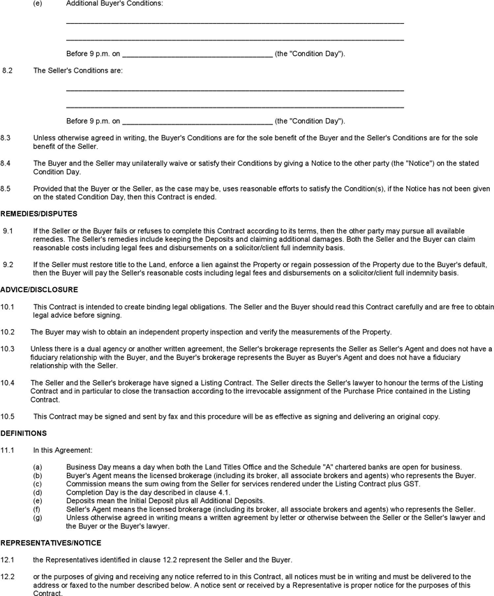 Alberta Residential Real Estate Purchase Contract Form 1 Page 4