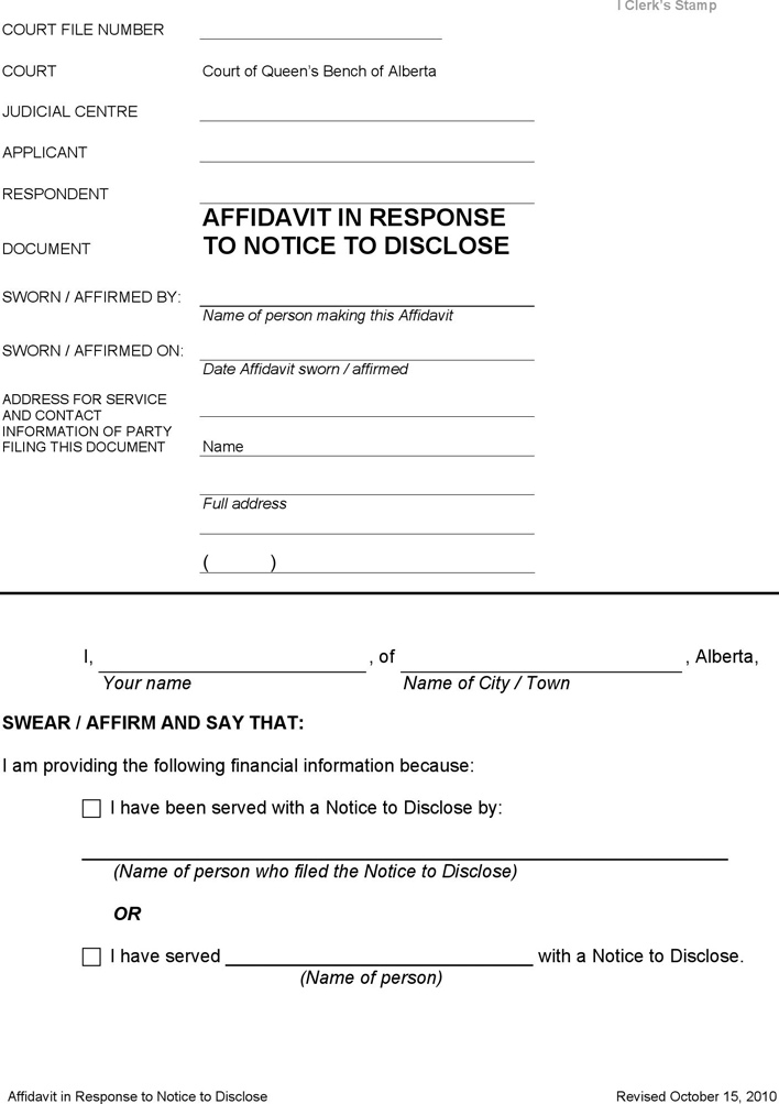 Alberta Response to Notice to Disclose/Application Form Page 5