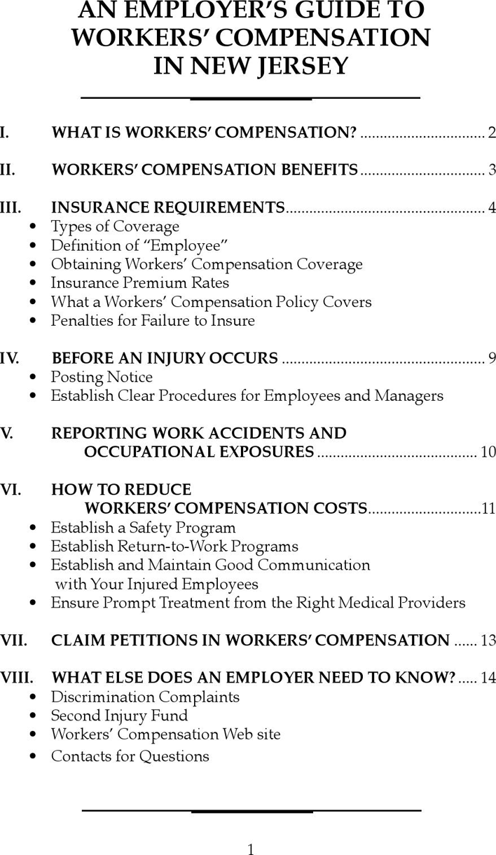An Employer's Guide To Workers' Compensation in New Jersey Page 2