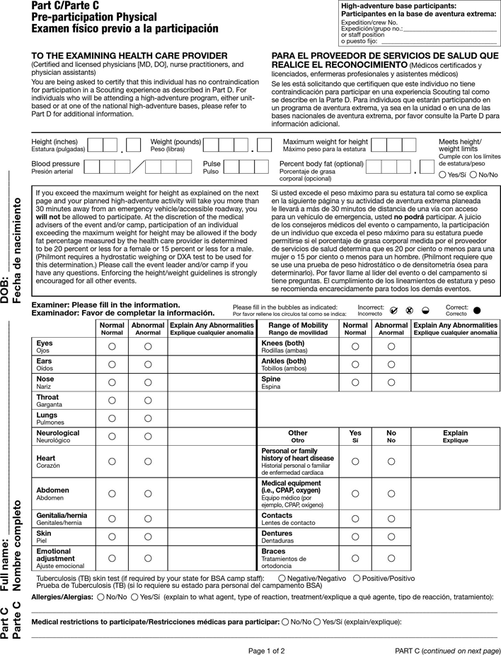Annual Health And Medical Record Part C Page 5