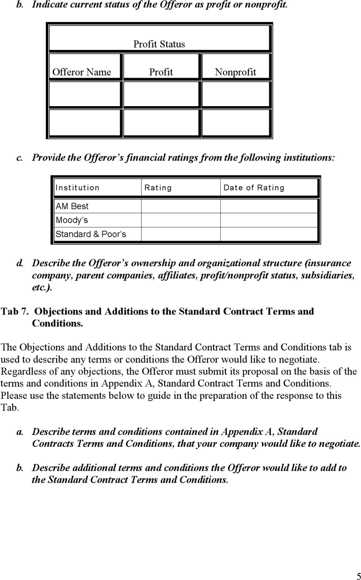 Appendix F RFP Response Template Page 5
