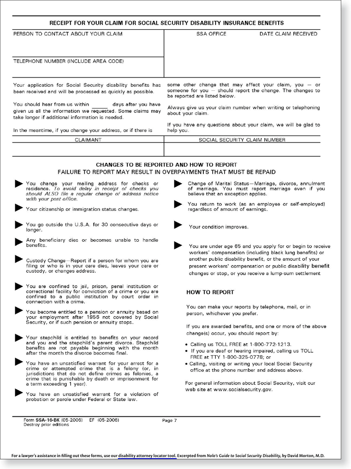Application For Disability Insurance Benefits Page 7