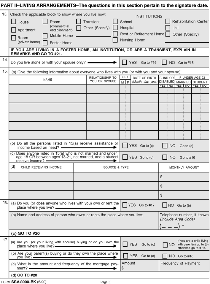 Application For Supplemental Security Income Page 3
