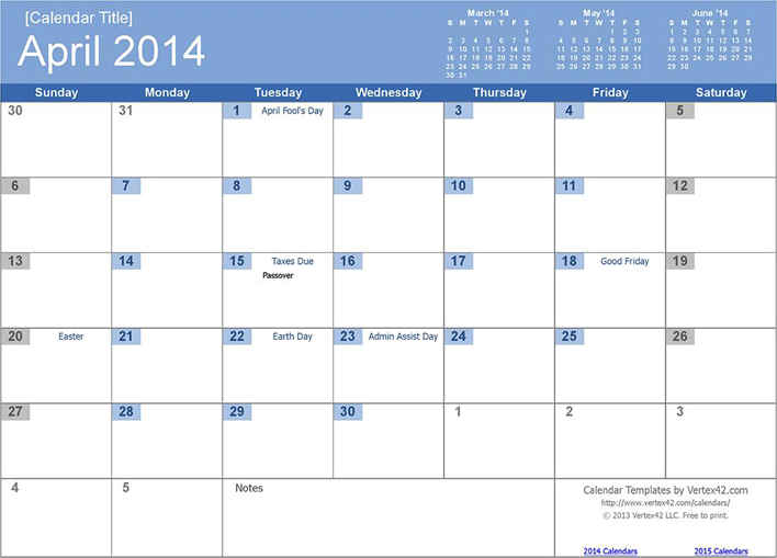 April 2015 Calendar 2 Page 4