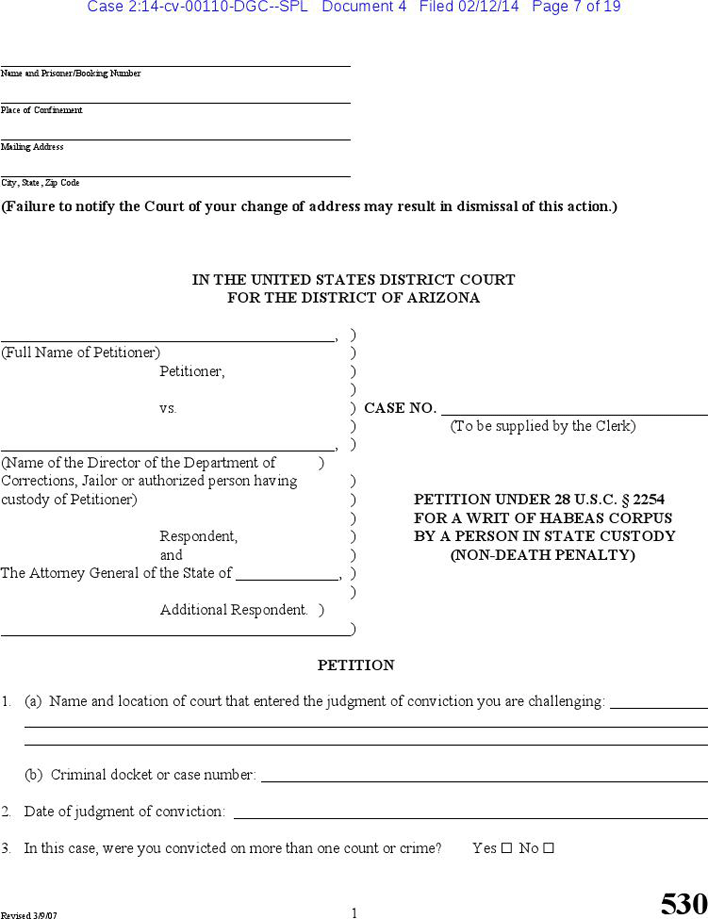 Arizona Petition for Writ of Habeas Corpus Page 7