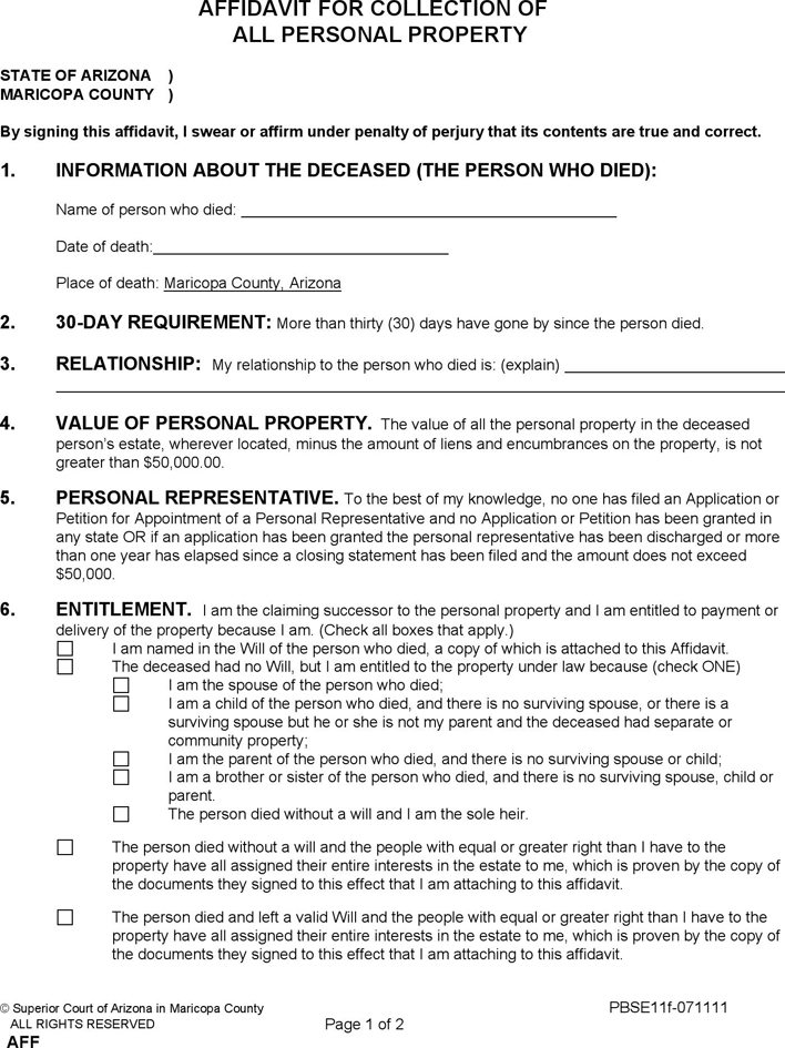 Arizona Small Estate Affidavit Form Page 4