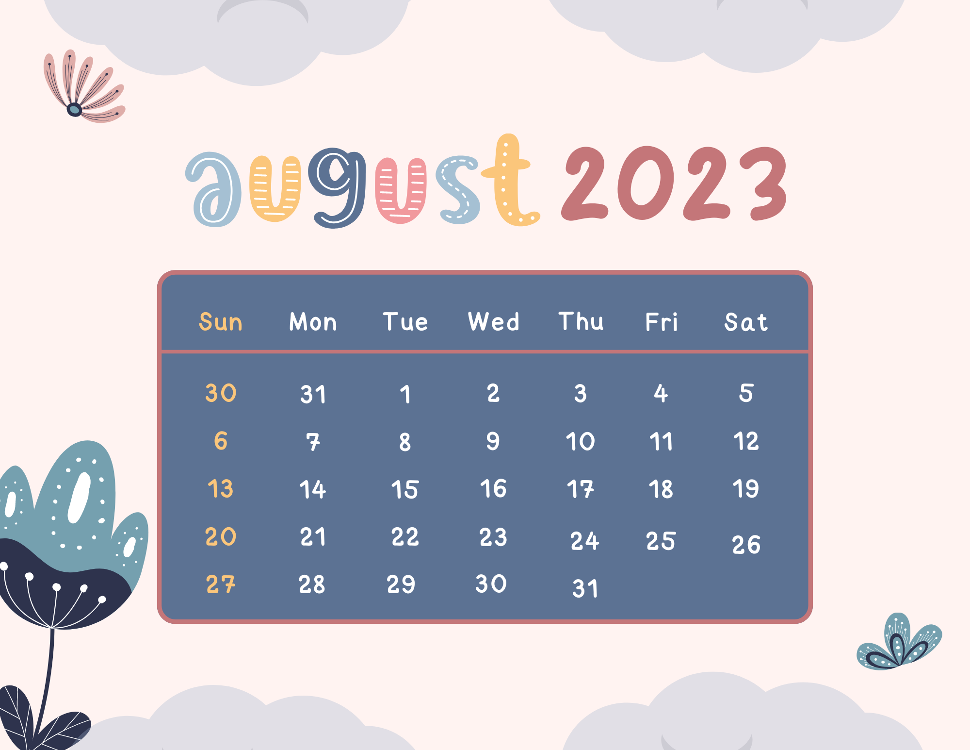 August 2023 Calendar 2