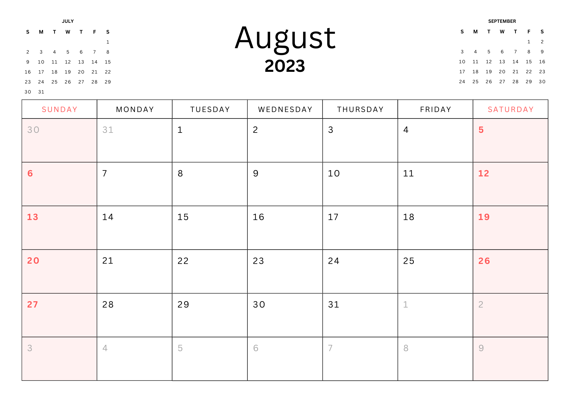 August 2023 Calendar 3