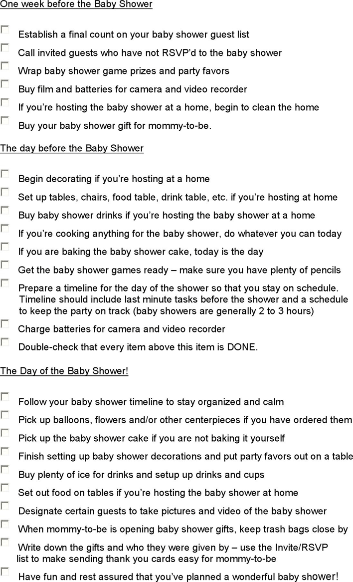 Baby Shower Checklist 1 Page 2