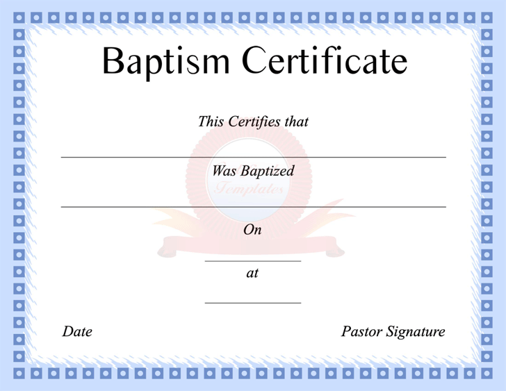 Certificate Of Baptism Template