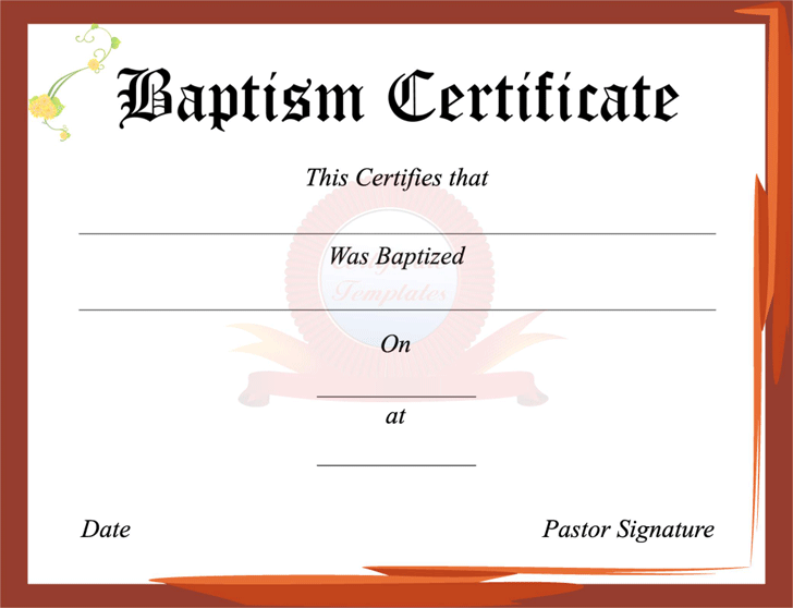 Free Baptism Certificate Pdf 293kb 1 Page S