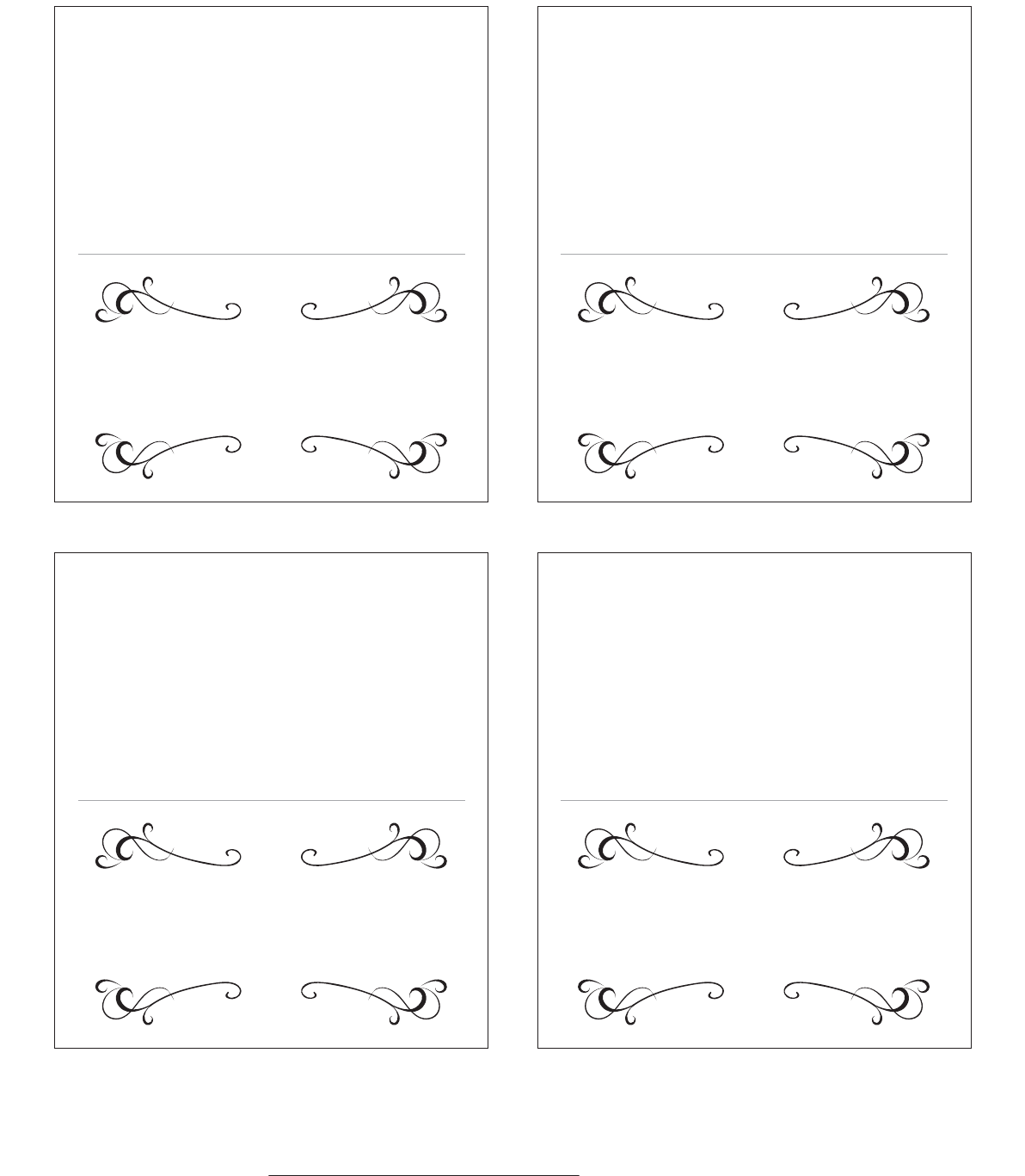 Free Place Card Template PDF 34KB 1 Page(s)