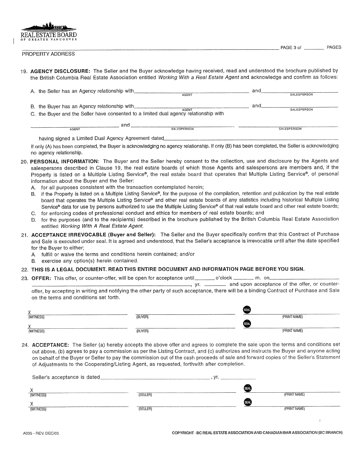 British Columbia Contract of Purchase and Sale Form 1