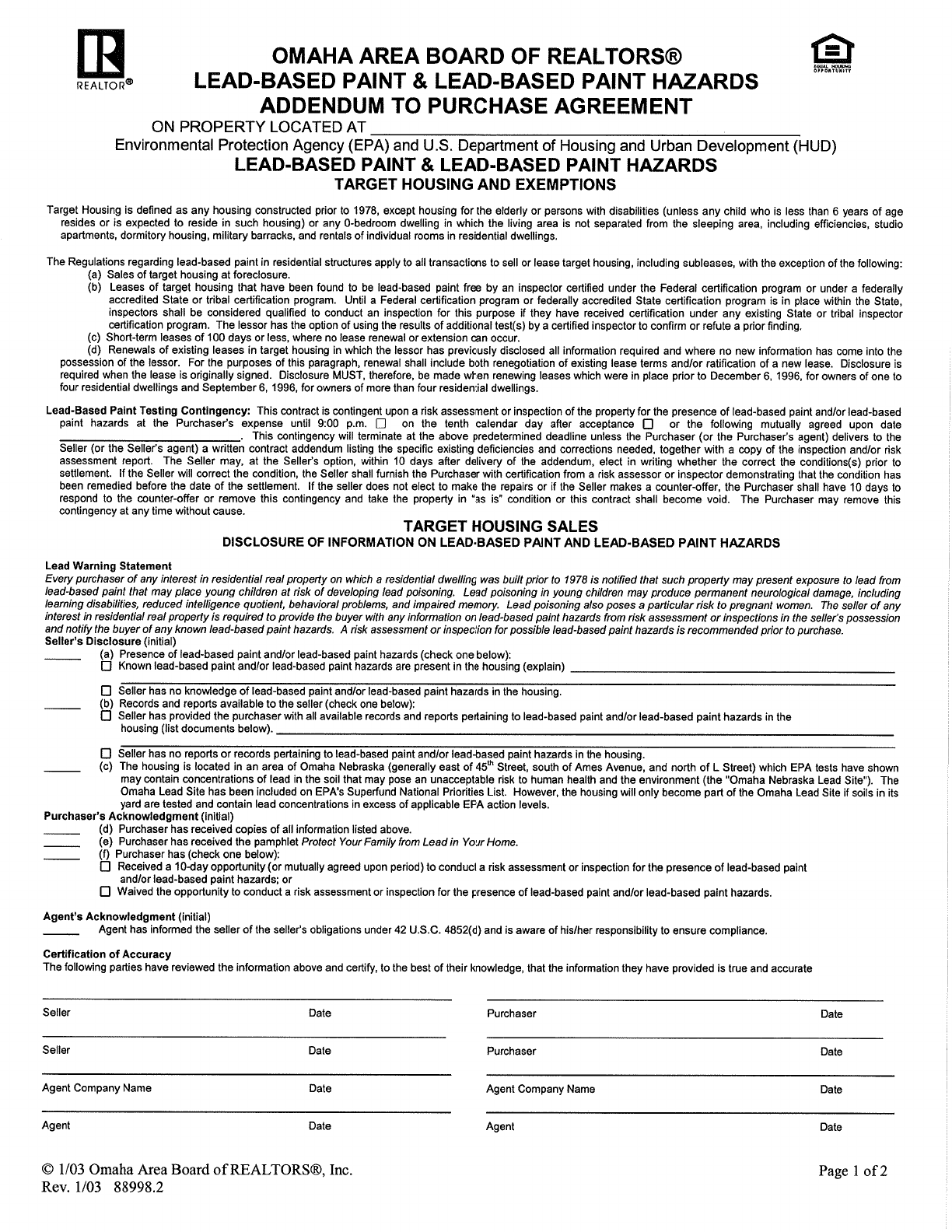 Nebraska Purchase Agreement Form