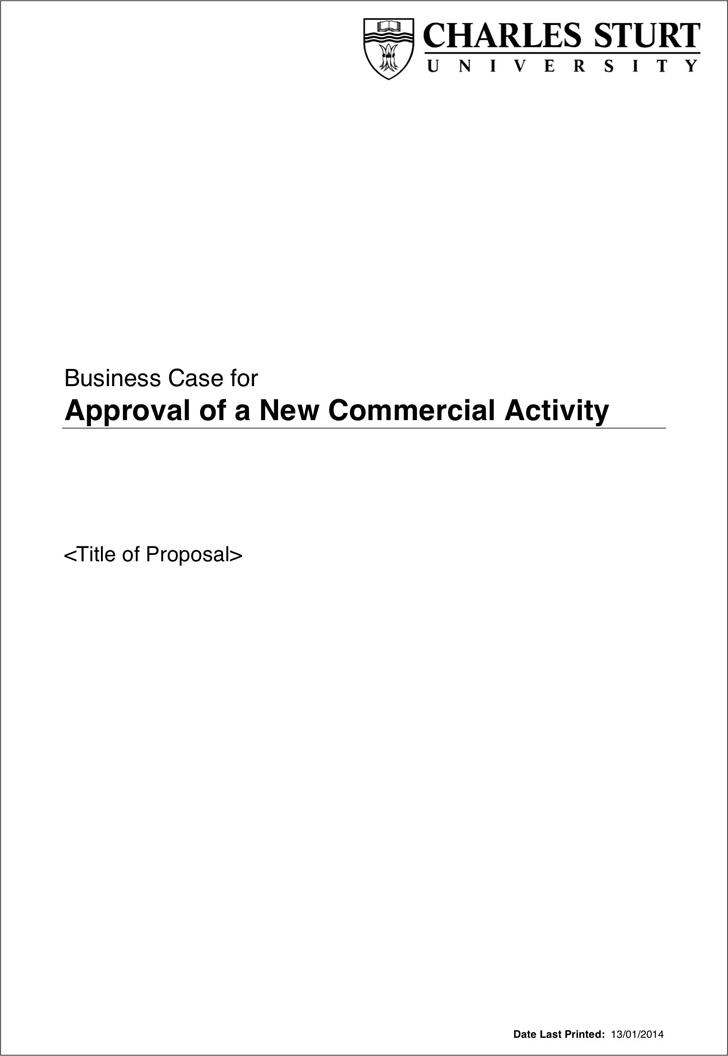 Business Case For Approval of A New Commercial Activity