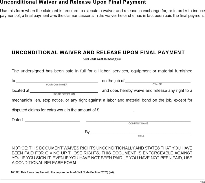 California Conditional And Unconditional Release Forms Page 5