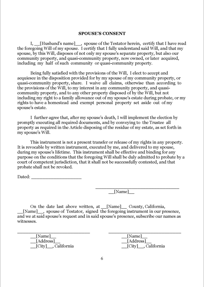 California Last Will And Testament Form 1 Page 6