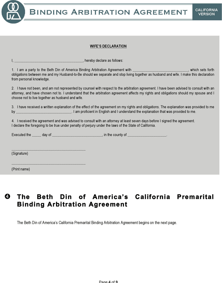 California Prenuptial Agreement Sample Page 4