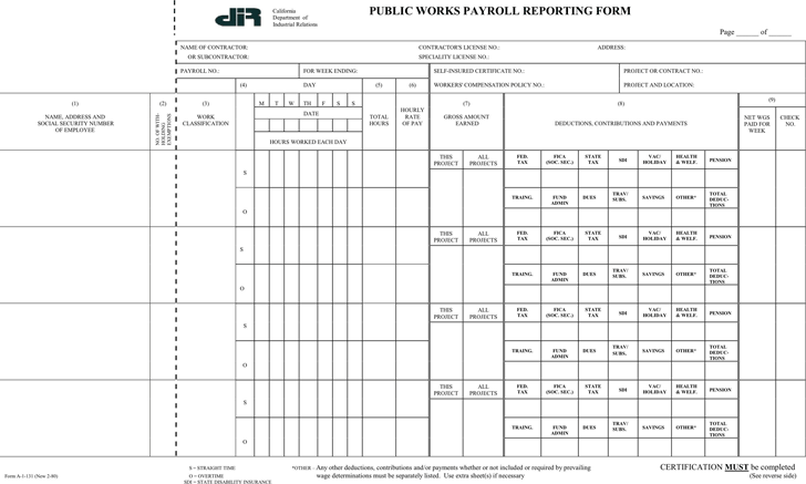 Certified Payroll Template Free Template Download Customize And Print
