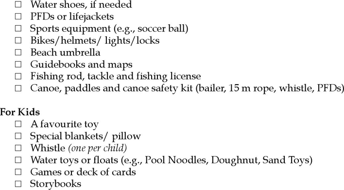 Camping Equipment Checklist Page 4