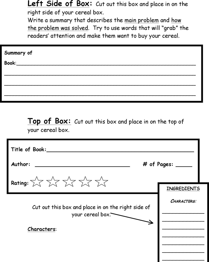 Cereal Box Book Report Template 2 Page 3