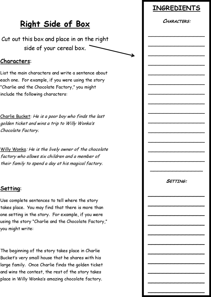 Cereal Box Book Report Template 3 Page 3