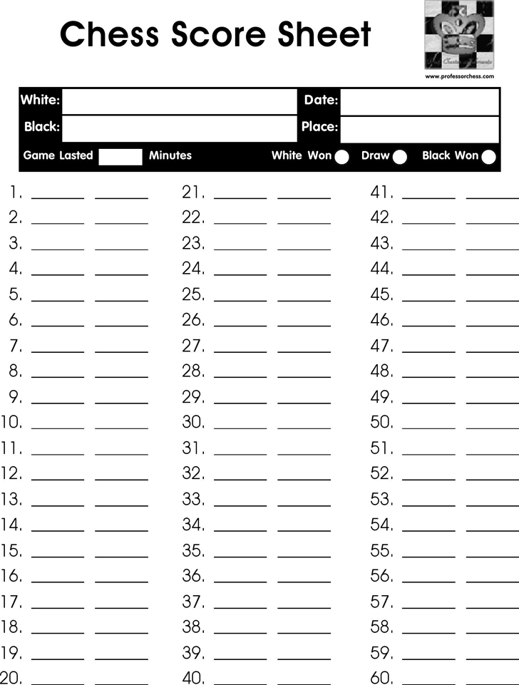 Chess score sheet Royalty Free Vector Image - VectorStock