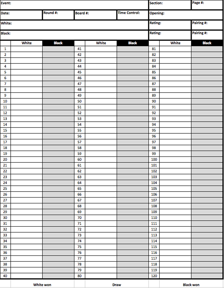 Free Chess Score Sheet - xlsx | 14KB | 1 Page(s)
